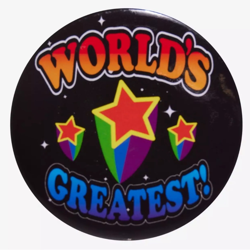 🔥10/$15 Colorful World's Greatest Button Pin 3 inches